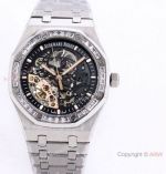 Royal Oak Audemars Piguet Skeleton Silver Watch Baguette Diamond bezel_th.jpg